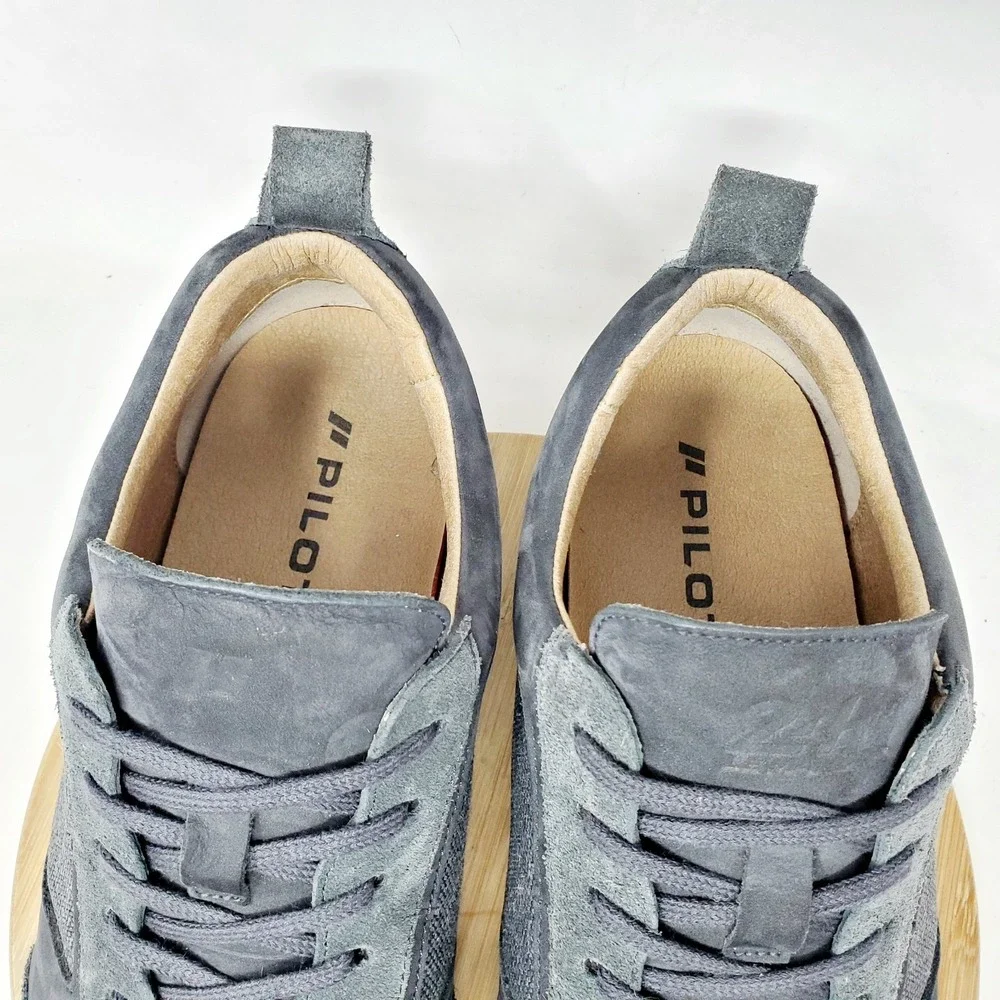 Piloti Endurance Shoes Mens 10.5 Grey Suede Leather Le Mans Driving Sneaker